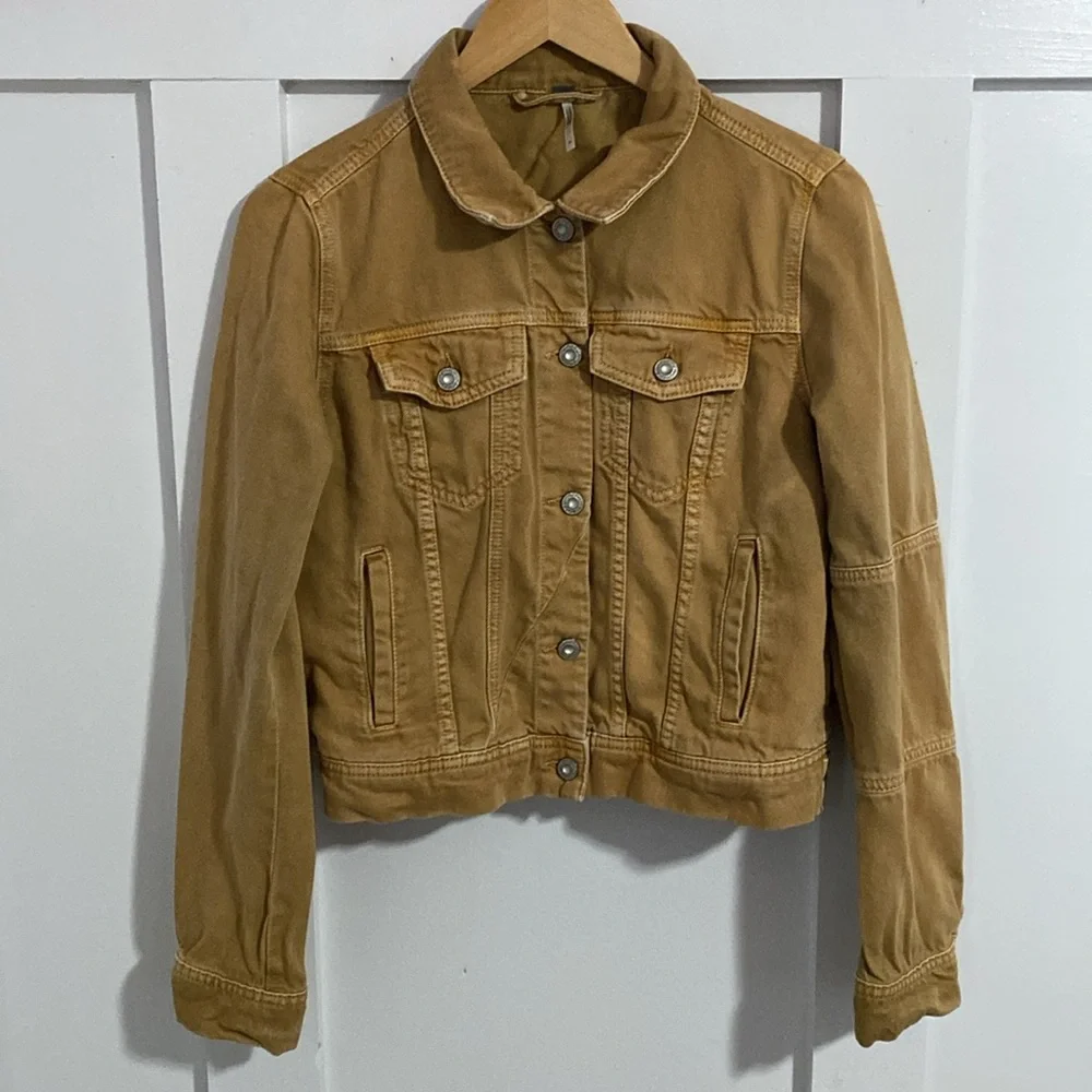 Free People Rumors Denim Jacket Warm Sands Womens Small - Picture 2 of 12